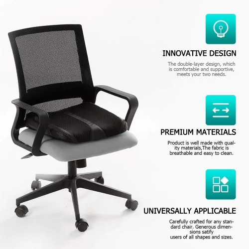 Miniatura 6 de Cojín de asiento de espuma viscoelástica de cuero para coches para personas bajas, para aliviar el dolor de cadera (coccis/cóccix) y de espalda