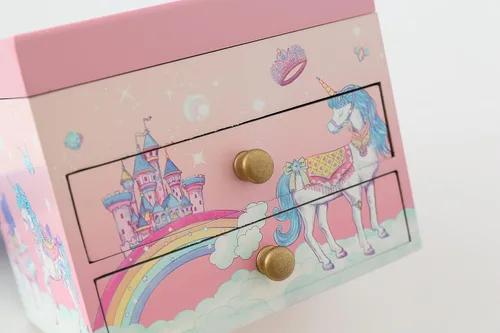 Miniatura 7 de Agitation Joyero musical de madera con diseño de princesa unicornio, regalos de unicornio para niñas (unicornio rosa 7)