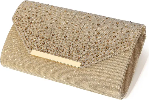 Miniatura 8 de DETARA Bolsos de noche para mujer, con lentejuelas con purpurina, monederos de mano para mujer, de cristal brillante, falp, formal, boda, fiesta