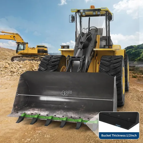 Miniatura 8 de Barra de dientes de acero resistente de 48 pulgadas para cargador de tractor, capacidad de carga de 4,560 libras, se adapta a bordes de corte