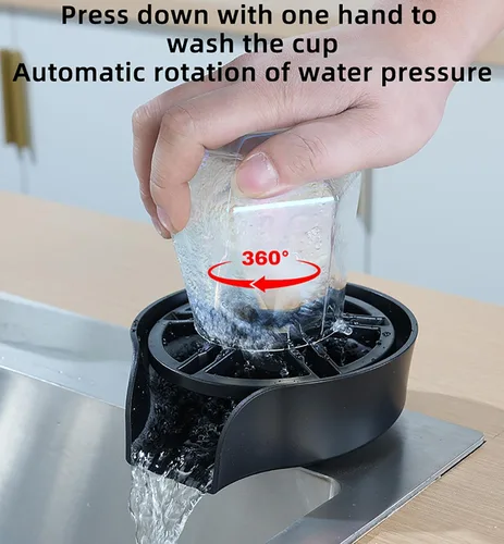 Miniatura 8 de Enjuagadora de vidrio para fregadero de cocina, boquilla giratoria de 360 grados con diseño de pulverización extraíble, enjuague de vidrio de barra
