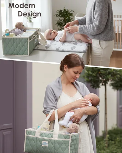 Miniatura 8 de Tiny Marvels Organizador de pañales para bebé, cesta repelente al agua para artículos esenciales para recién nacidos y estación de pañales, regalo