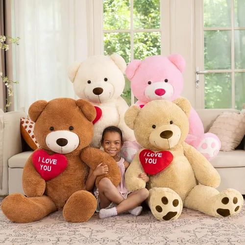 Miniatura 3 de MaoGoLan Oso de peluche gigante de 52" Oso de peluche - Te amo Corazón rojo Oso de peluche grande para regalo de San Valentín, aniversario, larga