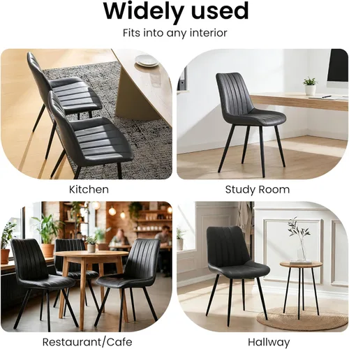Miniatura 7 de CLIPOP Juego de 2 sillas de comedor, sillas de comedor de piel sintética con asiento tapizado, cojín cómodo con respaldo alto, patas de metal, silla