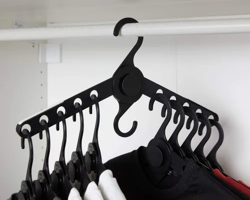 Miniatura 3 de Wing Black Smart Hanger - Paquete de 20 perchas para ropa con la solución definitiva de ahorro de espacio, hangares de alta calidad con 10 agujeros