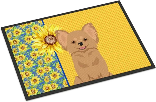 Miniatura 263 de Caroline's Treasures WDK5313MAT Airedale Terrier - Tapete para puerta delantera de 18 x 27 pulgadas, diseño de girasoles de verano, para entrada