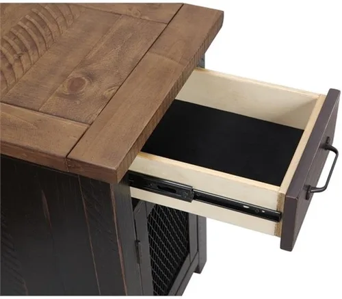 Miniatura 5 de Martin Svensson Home Mesa de silla - Negro antiguo y miel - Estilo rústico - con un cajón y armario para almacenamiento