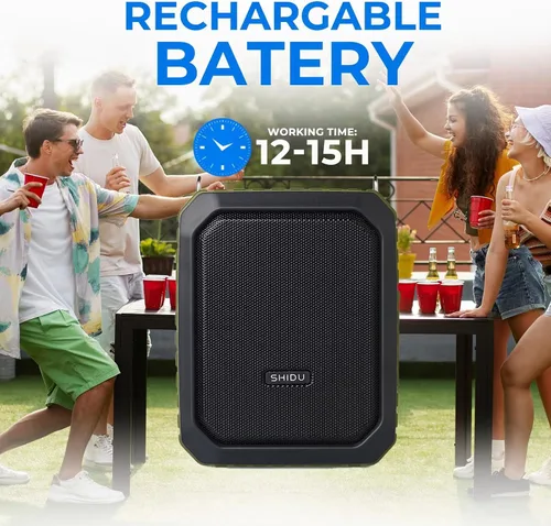 Miniatura 6 de Amplificador de voz inalámbrico con Bluetooth 5.3 Sistema PA portátil de 18 W con clip de cintura, micrófono megáfono recargable impermeable
