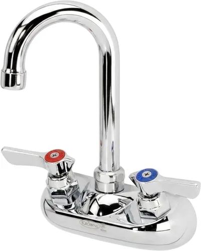 Krowne KR-10-400L Grifo de montaje en pared de 3.5 pulgadas con caño de cuello de cisne, centro de 4 pulgadas, aireador de 0.5 GPM, entradas macho