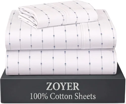 Miniatura 34 de ZOYER Sábanas de 100 % algodón percal tamaño individual, refrescantes y transpirables, duraderas, con una sensación nítida, suave y cómoda, bolsillo