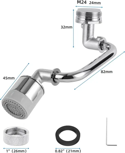 Miniatura 7 de Hibbent Extensor de grifo giratorio de 1080°, aireador de grifo giratorio, accesorio de grifo de metal, doble función, rociador de fregadero