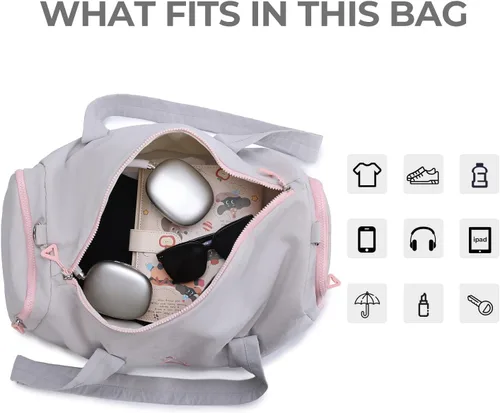 Miniatura 2 de Bolsa de gimnasio para mujer con compartimento para zapatos y artículos húmedos, bolsa de lona para viajes, deportes, yoga, fitness y entrenamiento