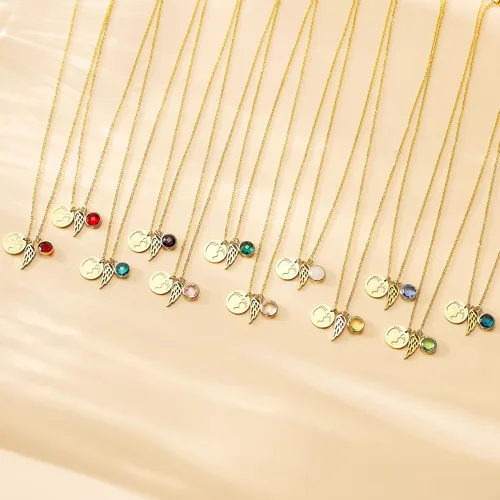 Miniatura 3 de Regalos de aborto espontáneo para madres Collar con colgante de ángel guardián para pérdida de embarazo Piedra de nacimiento Recuerdo de mí Regalo