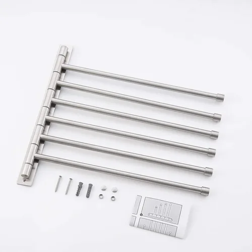 Miniatura 9 de KES Toallero oscilante, brazo plegable de 6 bares, organizador de almacenamiento para baño, montaje en pared, a prueba de óxido, 13 pulgadas, acero