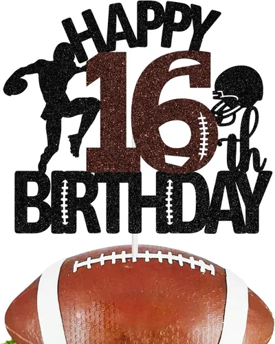 Miniatura 18 de Decoración para tartas de fútbol americano de 6 años, decoración de fiesta de cumpleaños de 6 años para niño