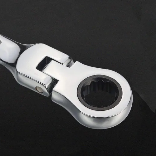 Miniatura 2 de Llave combinada de trinquete, llave métrica de extremo abierto de acero al cromo vanadio endurecido con cabezal flexible (0.630 in)