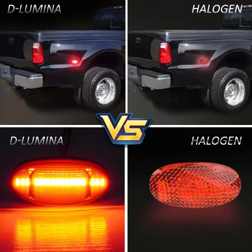 Miniatura 9 de D-Lumina Juego de 4 luces LED laterales ámbar y rojo para Fo-rd F250 F350 F450 F550 Super Duty 2011-2022 marcadores laterales de guardabarros
