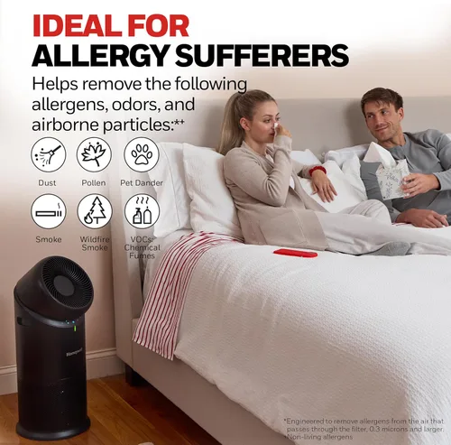 Miniatura 7 de Honeywell Allergen Plus™ - Purificador de aire HEPA 3 en 1 para el hogar, ventilador y flujo de aire ajustable para habitaciones grandes de hasta