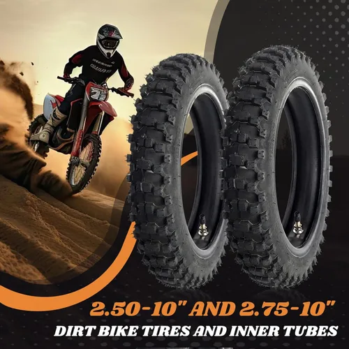 Miniatura 2 de AR-PRO (2 juegos) Neumáticos y tubos interiores para motocross de 2.50-10 pulgadas y 2.75-10 pulgadas, neumáticos y tubos delanteros de 2.50-10