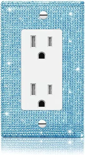 Miniatura 11 de 1 pieza Cubiertas de enchufe brillantes con diamantes de imitación, placas de pared para cubrir interruptores de luz, placa decorativa de imitación