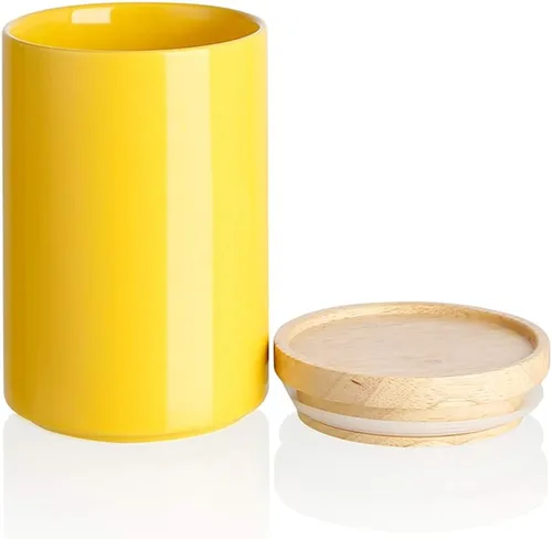Miniatura 66 de Sweejar Kitchen Canisters - Tarro de cerámica para almacenamiento de alimentos, recipientes apilables con sello hermético y tapa de madera