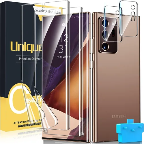 Miniatura 8 de Paquete de 3 + 2 unidades UniqueMe compatible con Samsung Galaxy S21 FE 5G (no para Galaxy S21), protector de pantalla de vidrio templado