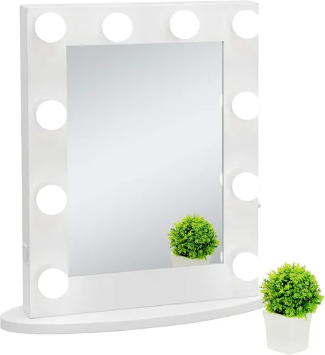 Miniatura 8 de Hollywood Espejo de tocador con luces, espejo de maquillaje de pie con 12 bombillas LED para vestidor y dormitorio, blanco, iluminación de 3