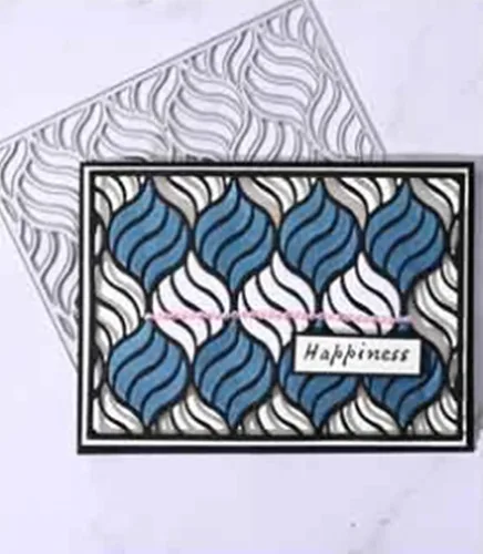 Miniatura 6 de Matrices de metal con marco rectangular ondulado, fondo de marco rectangular de onda hueca, plantillas de corte de boda para álbumes de recortes