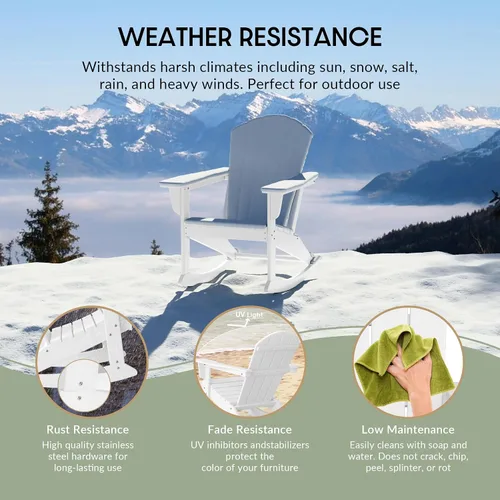 Miniatura 168 de WestinTrends Silla mecedora Malibu de poliéster para exterior/patio Adirondack, Negra