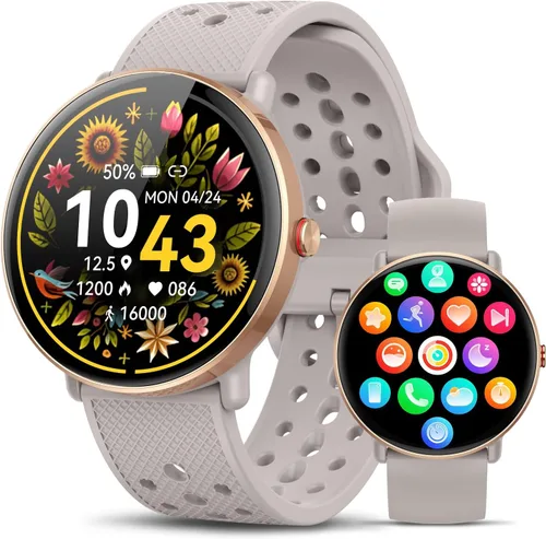 Reloj inteligente para mujeres y hombres, para Android iOS con monitor de sueño, podómetro, rastreador de fitness, llamada Bluetooth, impermeable