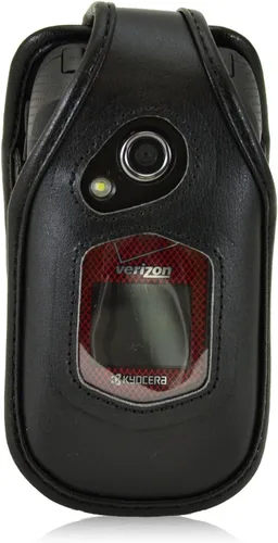 Miniatura 2 de Turtleback Funda ajustada para Kyocera DuraXV Flip Phone Negro Cuero Giratorio Clip de Cinturón Desmontable