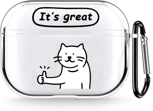 Miniatura 14 de Funda transparente para AirPods de 2ª generación de 1ª generación, diseño de gatito kawaii para mujeres, hombres y niños, funda de carga de TPU