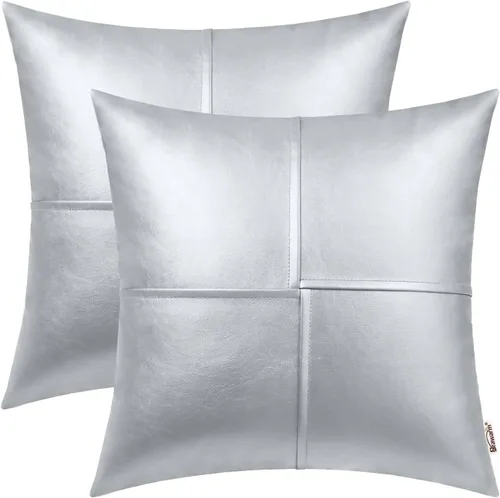 Miniatura 29 de BRAWARM Fundas de almohada de tiro de cuero sintético de 18 x 18 pulgadas, fundas de almohada de cuero marrón foca paquete de 2, almohadas Sello