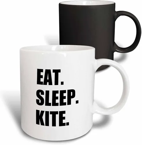 Miniatura 8 de 3dRose Eat Sleep Kite - Kitesurf kitesurf kitesurf surf 11oz Bicolor Negro Taza