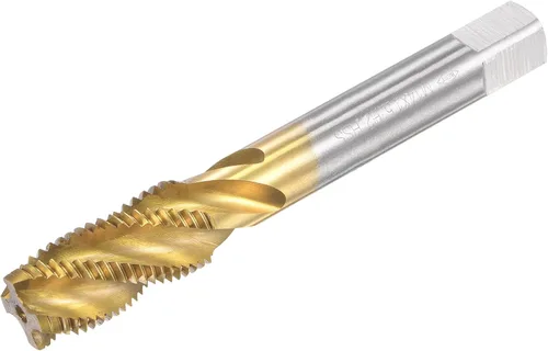 Miniatura 13 de uxcell Grifo de roscado de flauta en espiral M12 x 1.25, métrico HSS (acero de alta velocidad) chapado en titanio, roscado de rosca de máquina, 4