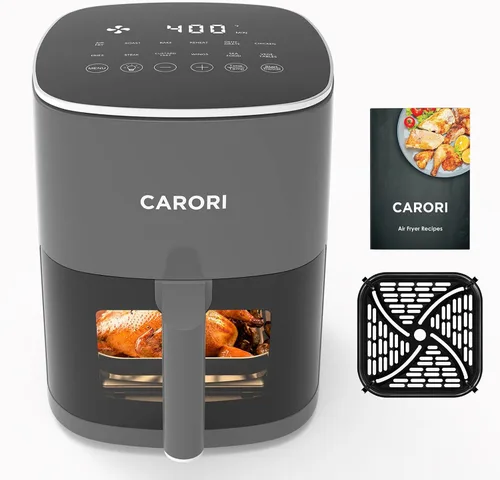 Miniatura 17 de CARORI Freidora de aire de 6 cuartos con ventana de visión, 12 preajustados, gran capacidad, 400 ℉ máximo crujiente, 1700 W comidas rápidas incluso