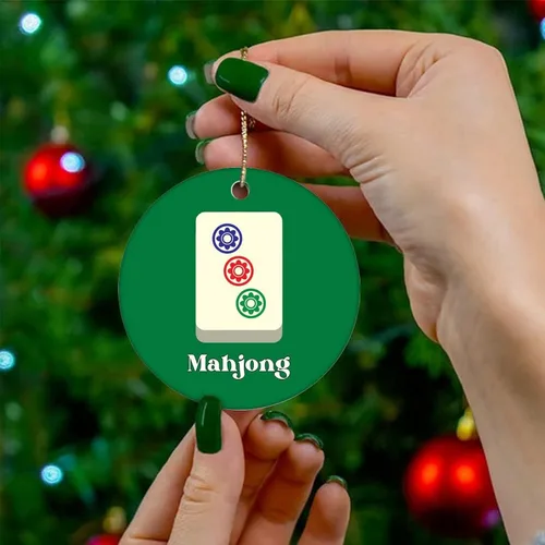 Miniatura 4 de Cheyan Divertido adorno chino de porcelana de Mahjong para decoración del hogar, colgantes de Navidad, árbol de Navidad, adorno colgante de árbol