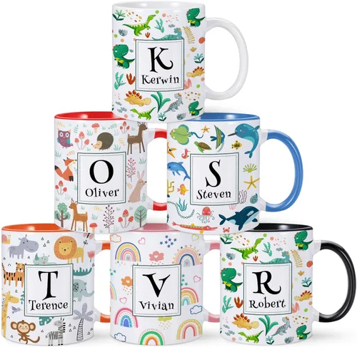 Miniatura 12 de Taza de Navidad personalizada para niños, taza de café con nombre personalizado de muñeco de nieve para niñas y niños, taza de chocolate caliente