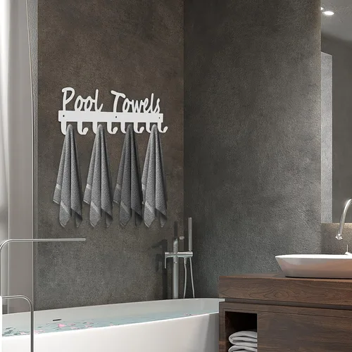 Miniatura 2 de Ganchos para toallas de piscina para baño, soporte para toallas, soporte de toalla de acero al carbono, organizador para interiores y exteriores