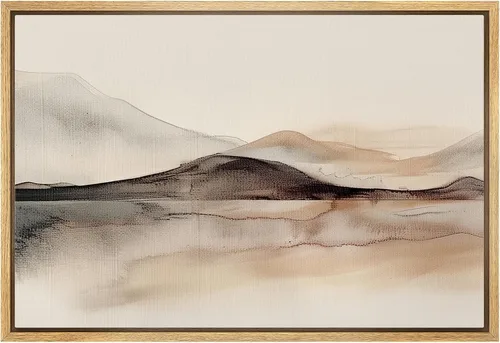 SIGNLEADER Lienzo enmarcado para pared, ilustraciones minimalistas de cordillera y reflexión, arte moderno, glamuroso pastel para sala de estar,