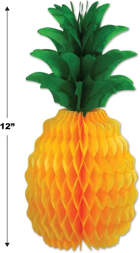 Miniatura 3 de Beistle Decoración de fiesta Luau de 2 piezas, piñas de tejido, 12, amarillo/verde