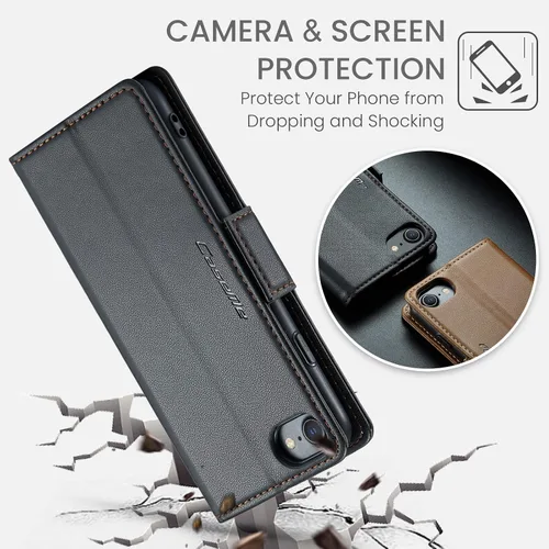 Miniatura 4 de Funda tipo cartera compatible con iPhone 6/7/8/SE 2020/SE3 [bloqueo RFID], funda de piel sintética con soporte para tarjetas para iPhone 6/7/8/SE