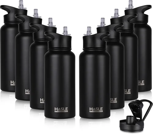 Miniatura 62 de HASLE OUTFITTERS Botella de agua aislada de 22 onzas, botella de agua de acero inoxidable de doble pared, boca ancha con tapa de popote y tapa