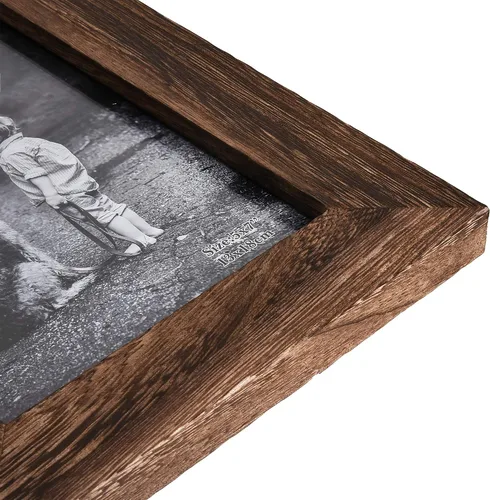 Miniatura 3 de Yaetm Portarretratos de madera envejecida de 5 x 7, marco de fotos de madera maciza rústica de 5 x 7 pulgadas, para mesa y pared, vidrio de alta