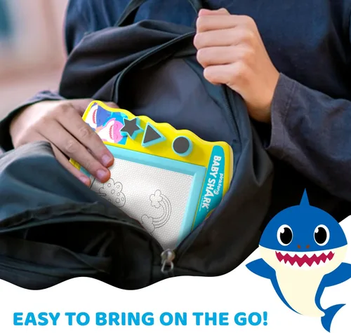 Miniatura 5 de Lollipop Baby Shark - Pizarra de dibujo magnética con lápiz capacitivo y 3 sellos, para niños o niñas (azul).