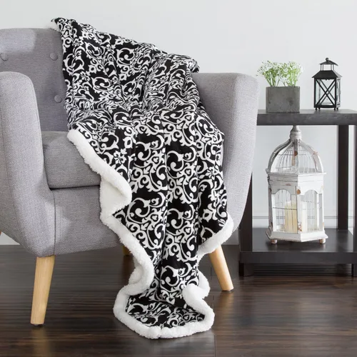 Miniatura 2 de Bedford Home Manta Sherpa de forro polar negro/blanco
