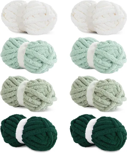 Miniatura 18 de HOMBYS Hilo de felpilla gruesa para tejer a mano, hilo gigante súper voluminoso para tejer a mano, hilo de felpa suave de 3/4 pulgadas de grosor 4