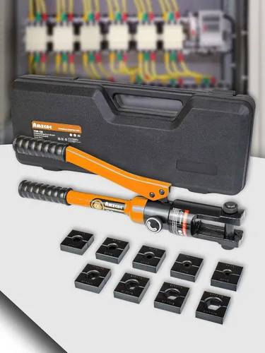 Miniatura 10 de AMZCNC Pinza de engarce hidráulica de 12 toneladas para terminales de cable y alambre, herramienta de engarce de cable terminal de batería