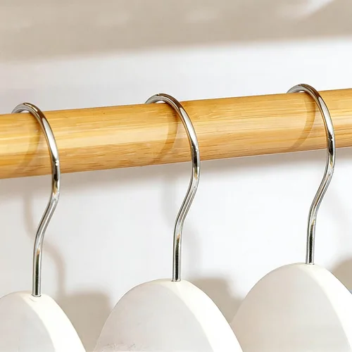 Miniatura 5 de Percheros de madera para colgar ropa, estante de ropa de bambú con estantes, organizador de armario con zapatero, para pasillo, sala de estar