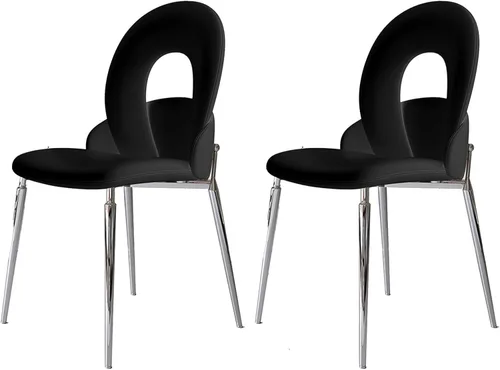 Miniatura 10 de Kitchen Dining Chairs with Genuine Leather,Dining Room Chairs with Metal Legs,Living Room Chair Curved Backrest,Kitchens Chair for Living, Negro